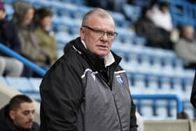 Gillingham manager Steve Evans during the EFL Sky Bet League 1 match between Gillingham and Portsmouth at the MEMS Priestfield Stadium, Gillingham, England on 27 November 2021.