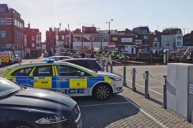 A woman taken from the water in Portsmouth Harbour in a 'life-threatening condition' on April 23, 2021. Picture: Stuart Vaizey