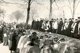 The mass funeral at Kingston Cemetery, Portsmouth, for those who died during the air raid on the night of January 10/11, 1941.