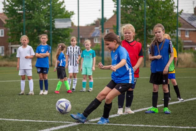 Pictured: Girls playing football at Park Community School, Leigh Park, Portsmouth
Picture: Habibur Rahman