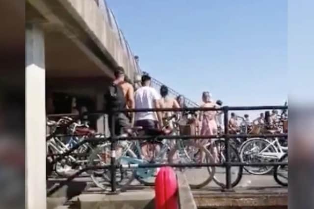 Incident at Hotwalls, Old Portsmouth on 25 June 2020.   stills from video clip