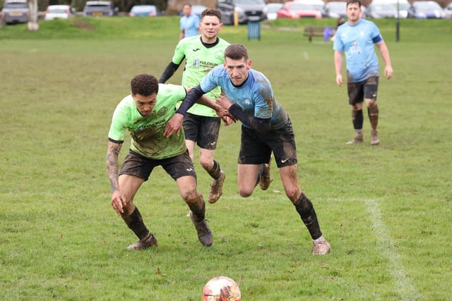 Bedhampton (blue) v Wicor Mill. Picture by Kevin Shipp
