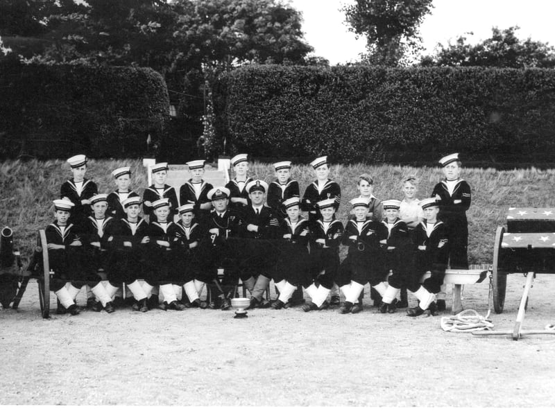 The naval cadet field gun crew of 1951, winners of the Brickwoods trophy in the competition held at HMS Excellent, Whale Island.