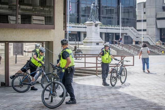 Police presence at Guildhall Square, Portsmouth. Picture: Habibur Rahman
