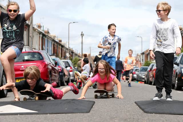 Francis Avenue was the first road in Portsmouth to run a play street scheme which closed the road off for an afternoon, allowing children to play.    Picture: Chris Moorhouse .       (210719-59)