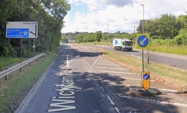 Boundary Oak School Turning (A32). AI said: "This gap in the A32, used by drivers to U-turn towards the M27 eastbound, has been flagged for safety issues."