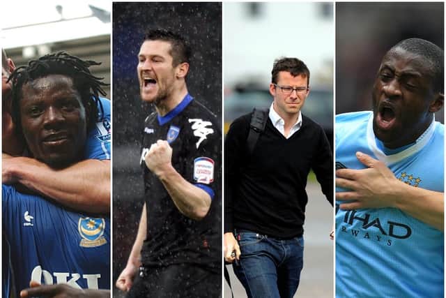 L-R Benjani, David Nugent, David Lampitt and Yaya Toure