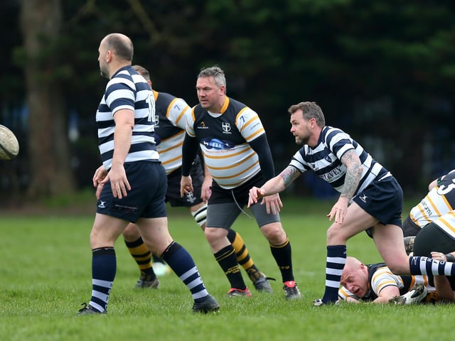 Havant's Wayne John spreads the play. Picture: Chris Moorhouse (jpns 220423-033)
