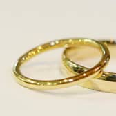 Photo credit should read: Niall Carson/PA Wire: A pair of wedding rings