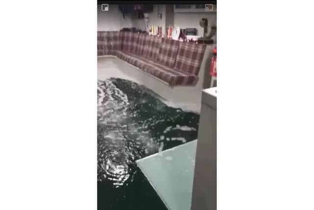 Stills from a video showing water from a burst pipe pouring into a room on HMS Prince of Wales
Posted on Jackspeak Facebook page
May 16, 2020