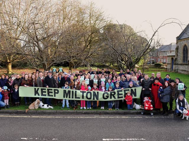 Members and supporters of Keep Milton Green gather at St James' Hospital, to campaign against plans to develop green areas of the hospital site.  

Picture: Allan Hutchings (150129-221)