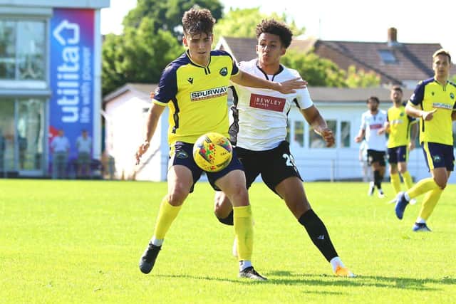 Harry Kavanagh, left, in action for Gosport against Hungerford. Picture: Tom Phillips.