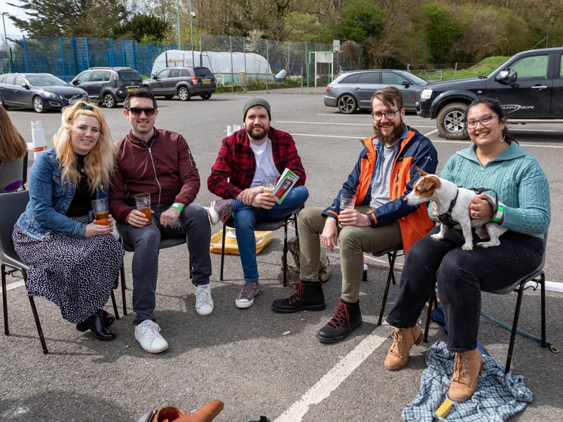 Making the most of the afternoon sun at the Wickham Beer Festival. Picture: Mike Cooter (060424)