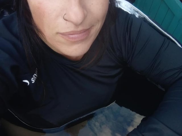 Dipping in the Cold Pod in training for Octobers sea dips.