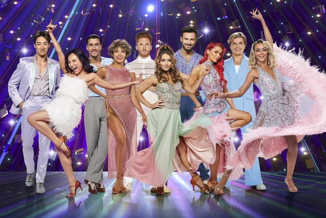 The line-up for the Strictly Professionals tour 2023. From left: Carlos Gu, Nancy Xu, Gorka Marquez, Karen Hauer, Neil Jones, Jowita Przystal, Vito Coppola, Dianne Buswell, Nikita Kuzman and Luba Mushtuk
