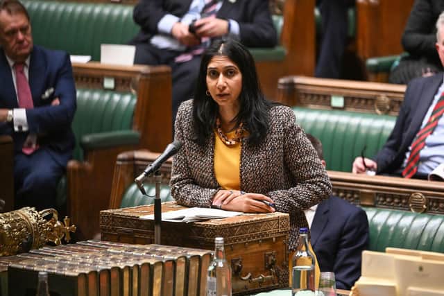 Home secretary Suella Braverman making a statement to MPs in the House of Commons, London, following the deaths of four people after a migrant boat capsized in the English Channel. Picture: UK Parliament/Jessica Taylor/PA Wire
