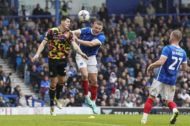 Colby Bishop in action against Carlisle United today for Pompey. Pic: Jason Brown.