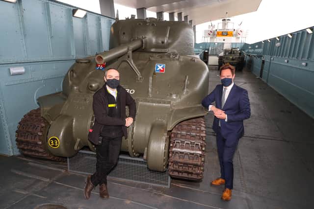 Stephen Morgan MP visits The D-Day Story in Southsea to promote tourism and is pictured with Ewan Cole, museum and visitors service officer.
Picture: Stuart Martin (220421-7042)