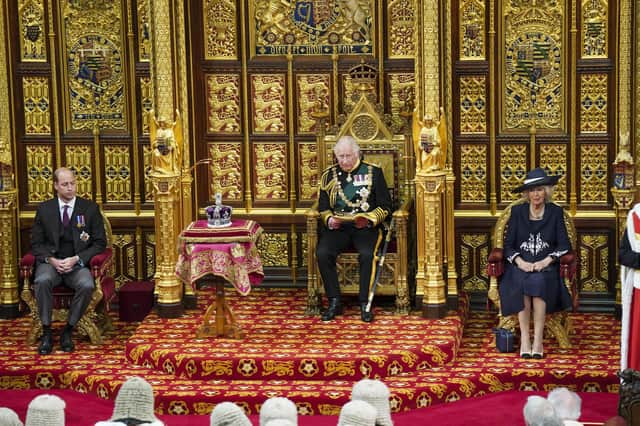 Prince Charles, Prince of Wales reads the Queen's speech flanked by Prince William and Camilla, Duchess of Cornwall. Picture: Arthurt Edwards - WPA Pool/Getty Images