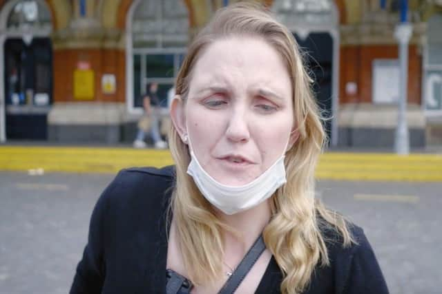 Journalists Siobhan Meade and Sean Dilley were asked by an Aqua Cars driver to pay a discriminatory price hike as they journeyed home to Stevenage from the Isle of Wight on Sunday with their guide dogs. Pictured is Siobhan Meade.