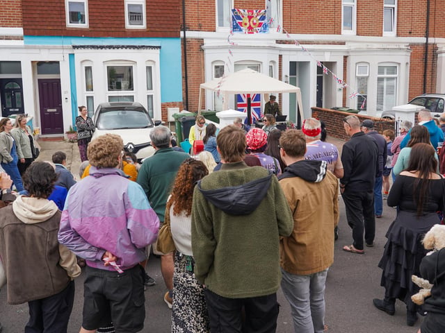 Residents of Duncan Road were out in force to commemorate VE Day. Southsea. Picture: Alec Chapman