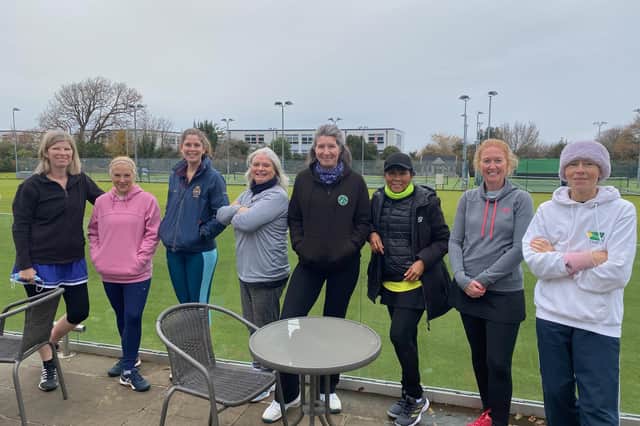 Ryde Lawn 2nds v CourtX ladies (from left) Alison Wakelin, Fiona Goode, Danielle Waters, Lynn Candlish, Andrea Waugh, Suree Russell, Emma Dyer, Sue George