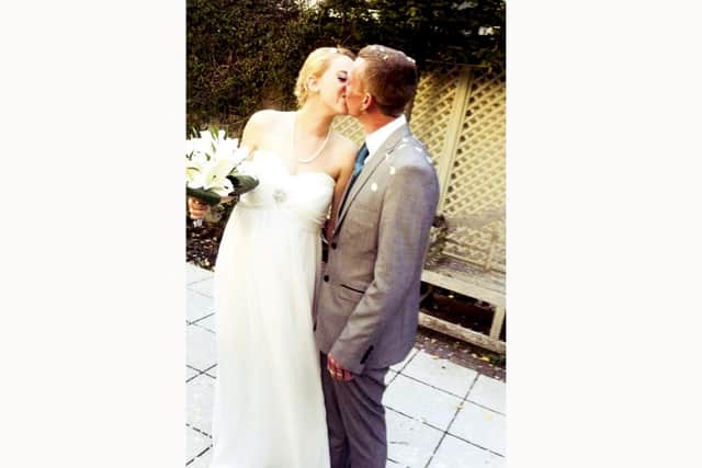 Jutt and Sammie on their wedding day