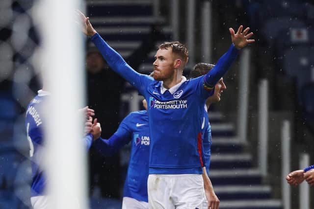Tom Naylor celebrates his goal against Peterborough