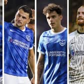 Pompey players (L-R) Sean Raggett, Regan Poole, Alex Robertson and Connor Ogilvie are all vying for playing time against Carlisle