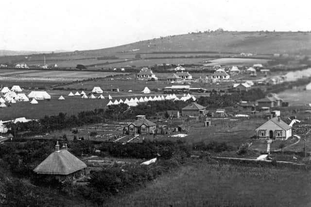 Windmill Hill from Clanfield with what appears to be a Scout camp in a field. Picture: costen.co.uk