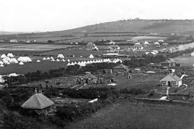 Windmill Hill from Clanfield with what appears to be a Scout camp in a field. Picture: costen.co.uk
