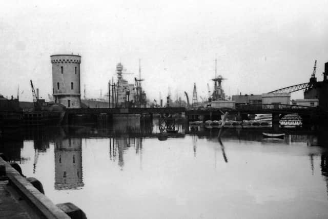 The pre-war scene in Portsmouth Dockyard. Picture: Barry Cox postcard collection.
