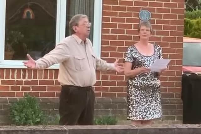 Bruce and Philipa Holman perform some of William Shakespeare's greatest work from their front garden in Idsworth Road, Cowplain. Picture: Vicky Robinson