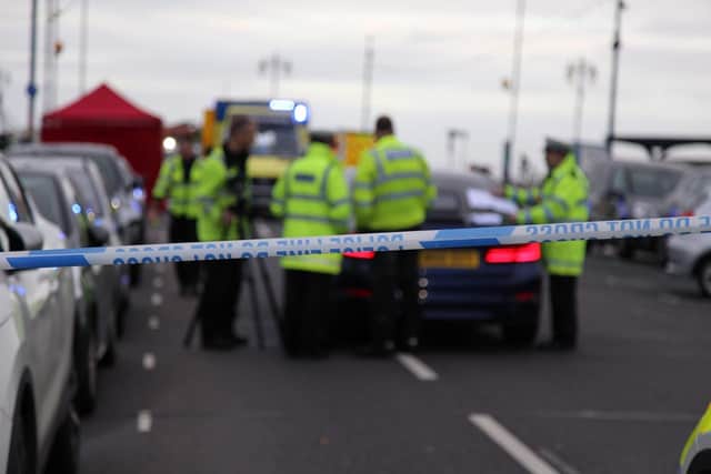 A motorbike and pedestrian have crashed in Clarence Esplanade, Southsea, Portsmouth, on November 8. Picture: Habibur Rahman