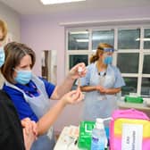 Staff at St James' Hospital preparing a vaccine dose. Stock Picture: Sarah Standing (010221-2014)