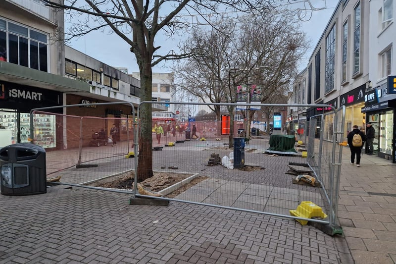 Construction is underway in Portsmouth's Commercial Road as part of a council initiative to bring more people to the city centre.