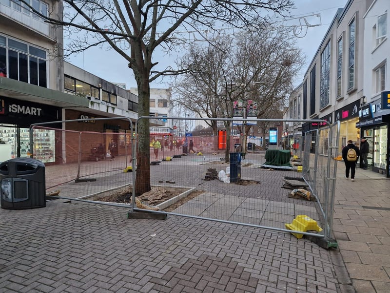 Construction is underway in Portsmouth's Commercial Road as part of a council initiative to bring more people to the city centre.