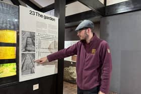 Sam from the Fishbourne team explaining how the gardens originated from excavations in the 1960s.