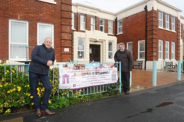 Lee Hub, the community organisation set to take over Lee-on-the-Solent library has been given the green light.
Pictured is: (l-r) Jonathan Moore, chairman of Lee Business Association and Cllr. Graham Burgess.
Picture: Sarah Standing (271020-6941)