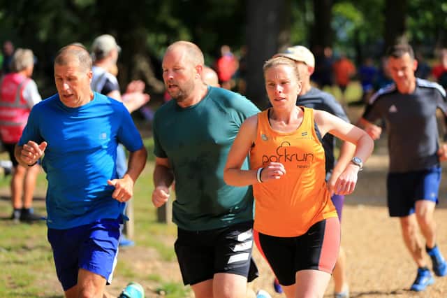 Hannah Lowry (orange bib) completed her 250th parkrun at the Havant event Picture: Chris Moorhouse (jpns 250622-07)
