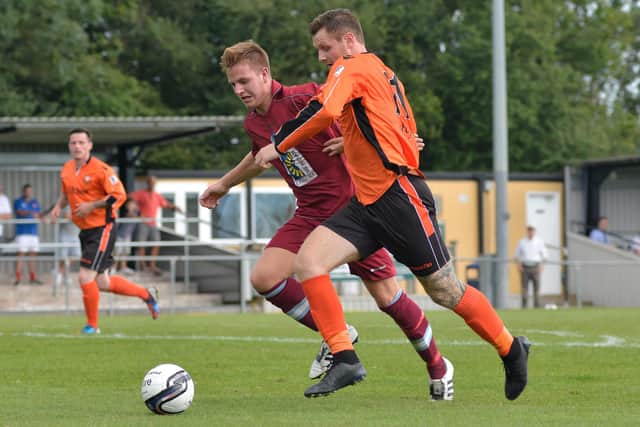 Joe Noakes in action for Portchester against Hamworthy in August 2015. Pic: Neil Marshall.