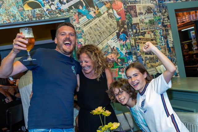 Celebration at the Shepherds Crook as England beat Germany 2-1. Picture: Mike Cooter (310722)