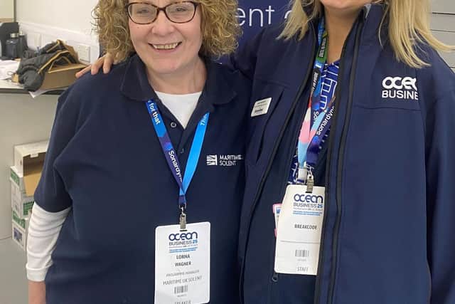 Lorna Wagner from Maritime UK Solent (L) and Amy from Ocean Business