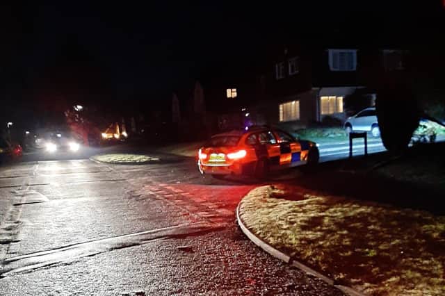 Officers tried to stop a car on London Road, Waterlooville on Monday night but had to chase the driver who fled the vehicle near Highfield Close. Picture: Twitter/ HantsPolRoads
