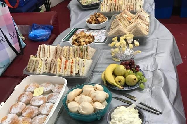 Yum! A typical lunch held on the 3rd Monday of the month!