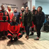 Members of Bridge to Unity, from Emsworth, delivering supplies to the border between Poland and Ukraine to help Ukrainian refugees
With aid workers in Poland after dropping off supplies