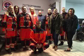 Members of Bridge to Unity, from Emsworth, delivering supplies to the border between Poland and Ukraine to help Ukrainian refugees
With aid workers in Poland after dropping off supplies
