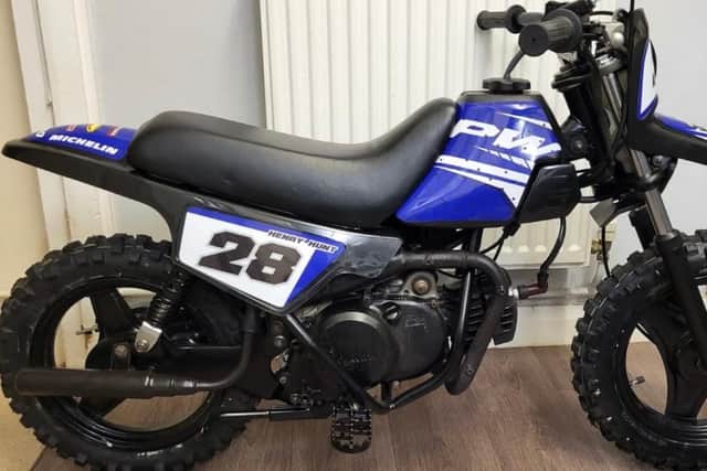 One of the motorbikes that was stolen from Gatcombe Drive this morning.