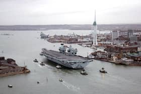 HMS Queen Elizabeth returning to Portsmouth Naval Base at the end of her global seven month maiden operational deployment. Photo credit should read: PO Jenkins/MoD Crown Copyright/PA Wire