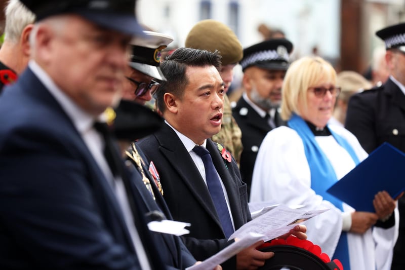 Havant Remembrance Sunday Service.

Pictured is Conservative MP for Havant Alan Mak at the event.

The parade is taking place at St Faiths War Memorial with Deputy Lieutenant Major General James Balfour CBE DL in attendance, along with the Mayor of Havant, Alan Mak MP and the Leader of Havant Borough Council, Councillor Alex Rennie.
At 10.35 am the Parade leaves Royal British Legion Ex-servicemen's club, Brockhampton Lane, into Park Road South along Elm Lane before turning into North Street. Bagpiper Denton Smith will be accompanied by drums courtesy of Hampshire Caledonian Pipe Band. Then at 10.50 am the parade assembles at War memorial outside St Faiths Church ahead of an Act of Remembrance at the War Memorial outside St Faiths Church at 10.52am, followed by a two-minute's silence at 11am. A Remembrance Service will then take place inside St Faiths Church.

Sunday 12th November 2023.

Picture: Sam Stephenson.